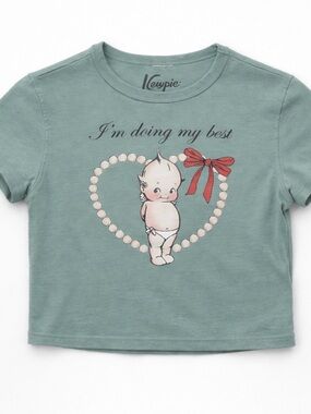 Kewpie Baby Tee Crop Top Y2K Cute Coquette Soft Girl Graphic Small